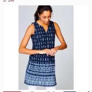 J Jill Indigo/white pure linen tie-dye sleeveless top